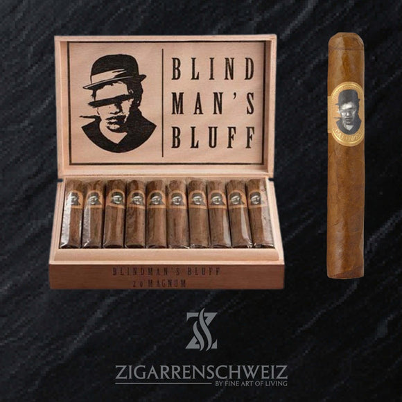 Caldwell Blind Man's Bluff Magnum – geöffnete 20er Zigarrenkiste mit Blick auf die Zigarren