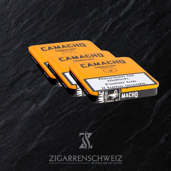 Camacho Connecticut Machitos, drei Tin-Schachteln nebeneinander