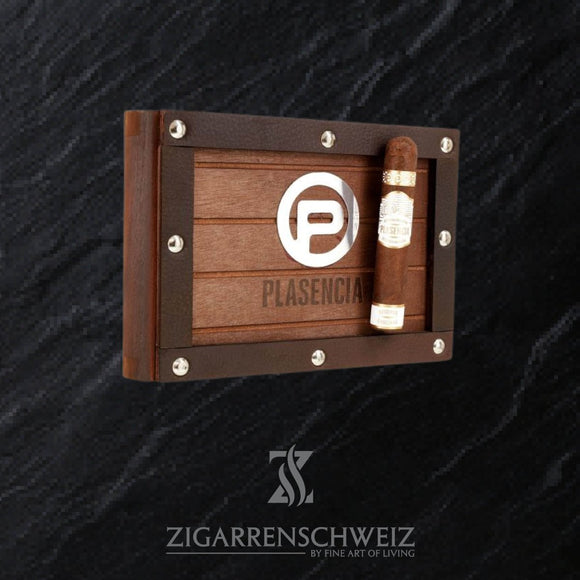 Plasencia Reserva Original Robusto, geschlossene 10er Zigarrenkiste aus Holz mit Plasencia Logo