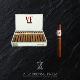 Vega Fina 1998 Line 54 Toro, Zigarrenkiste geöffnet mit dunklem Ecuador-Habano-Deckblatt