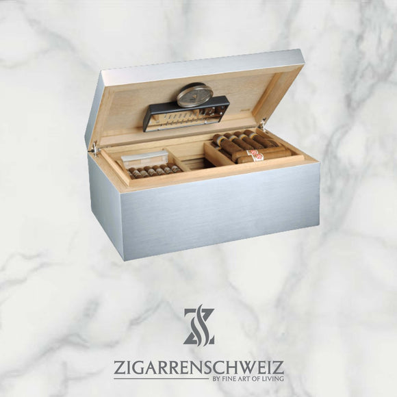 Adorini Aluminium Humidor - Medium, für 68 Zigarren - Zigarrenschweiz Online Zigarren Boutique - 