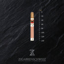 Flor de Copan Clasica Corona, einzelne Zigarre neben einem Lineal zur Grössenangabe, 140 mm Länge, Ring 40