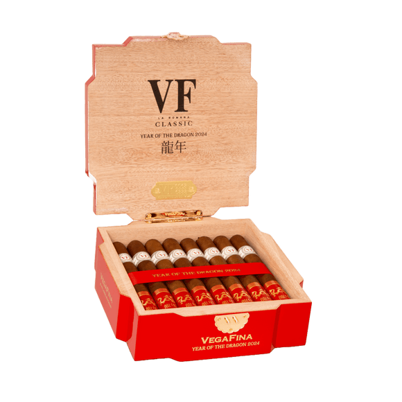 Vega Fina Year of the Dragon 2024, geöffnete Kiste aus einem zweiten Winkel